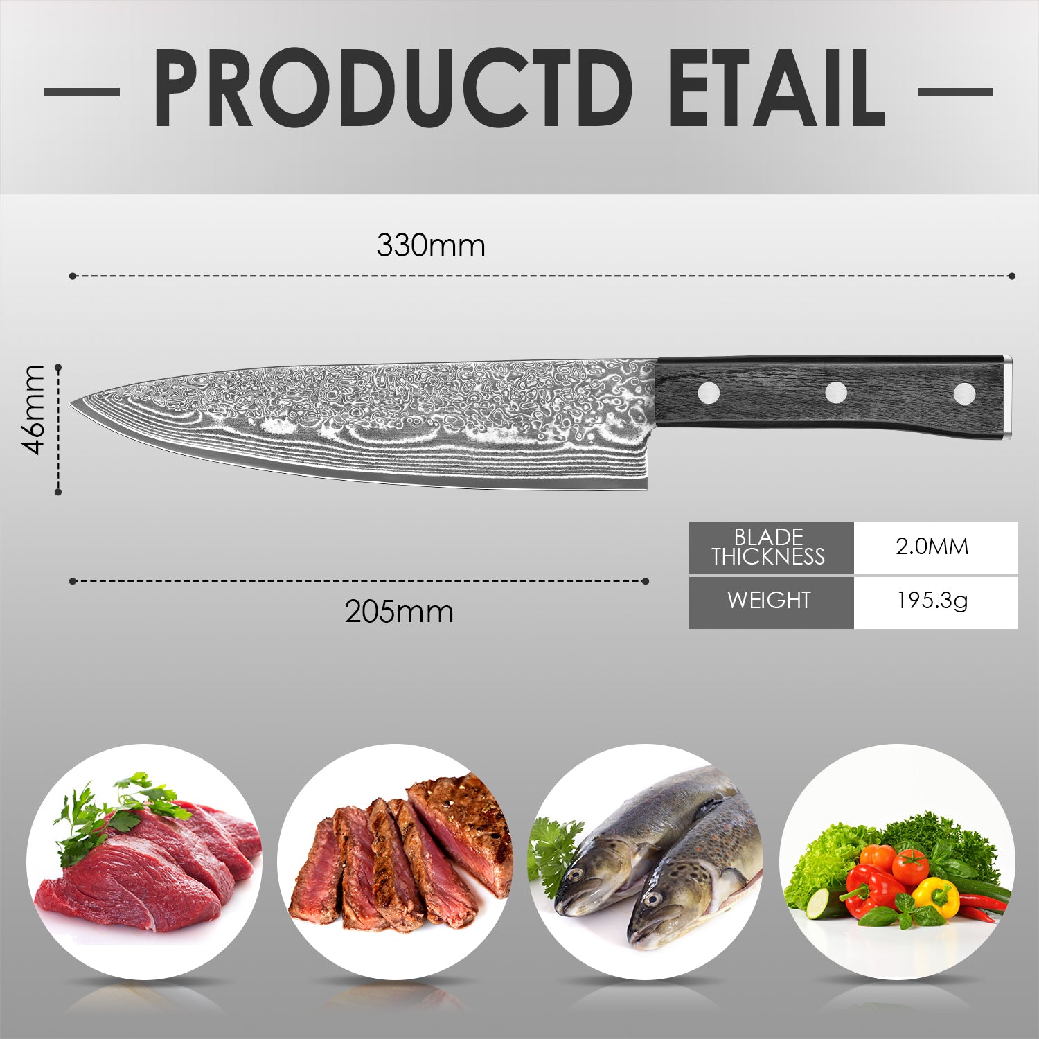 黑彩木系列-廚師刀