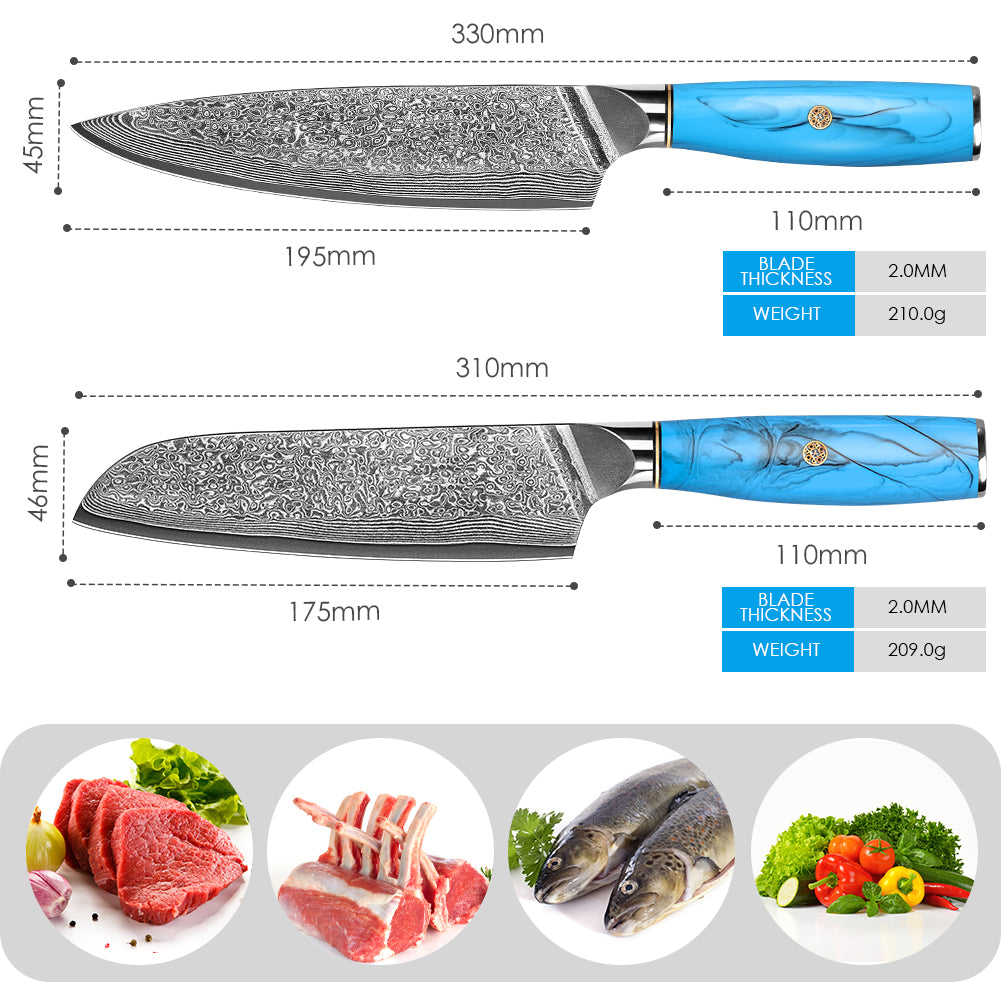 藍綠松石系列-廚師刀+三德刀