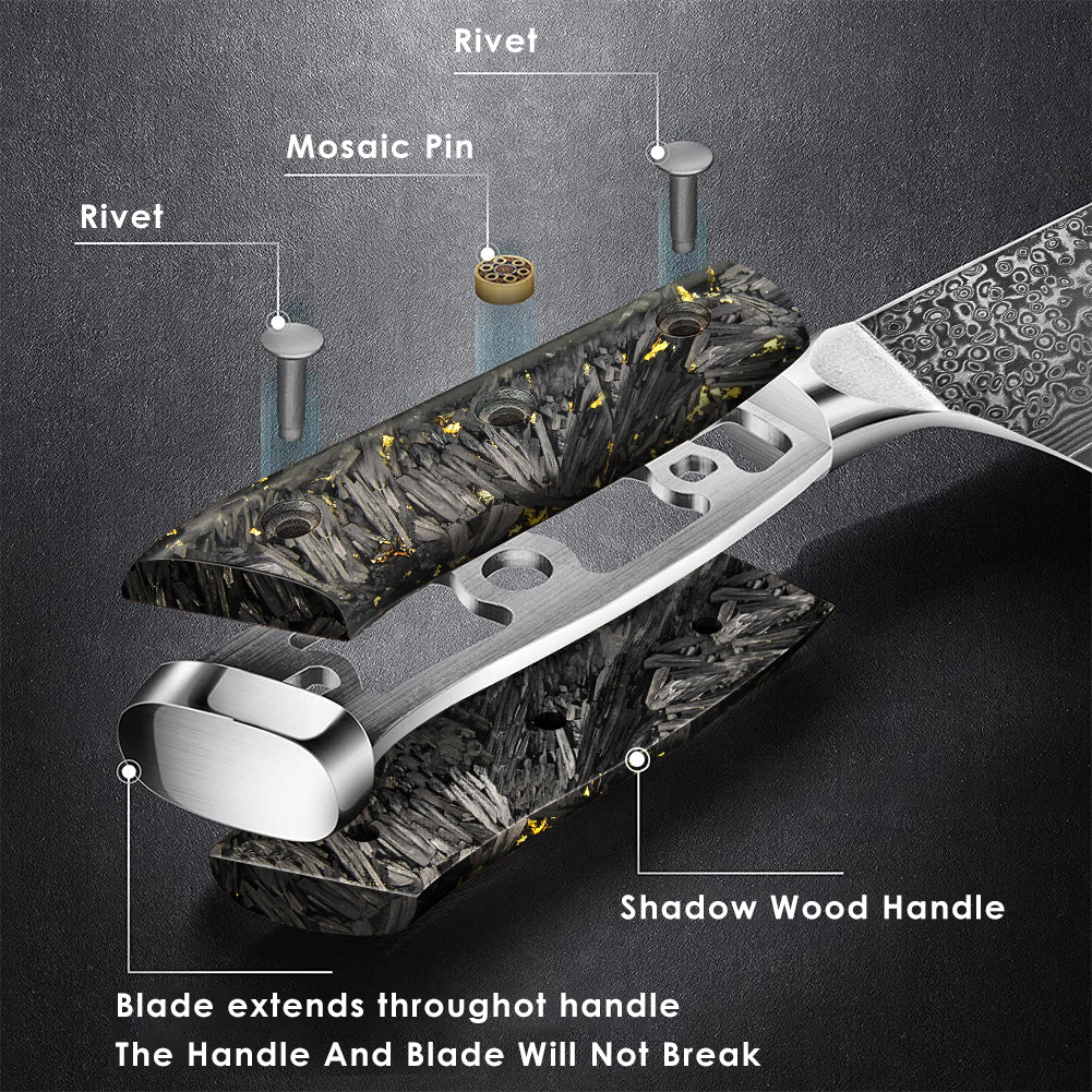 黑碳金系列-廚師刀+麵包刀+三德刀+萬用刀+剔骨刀