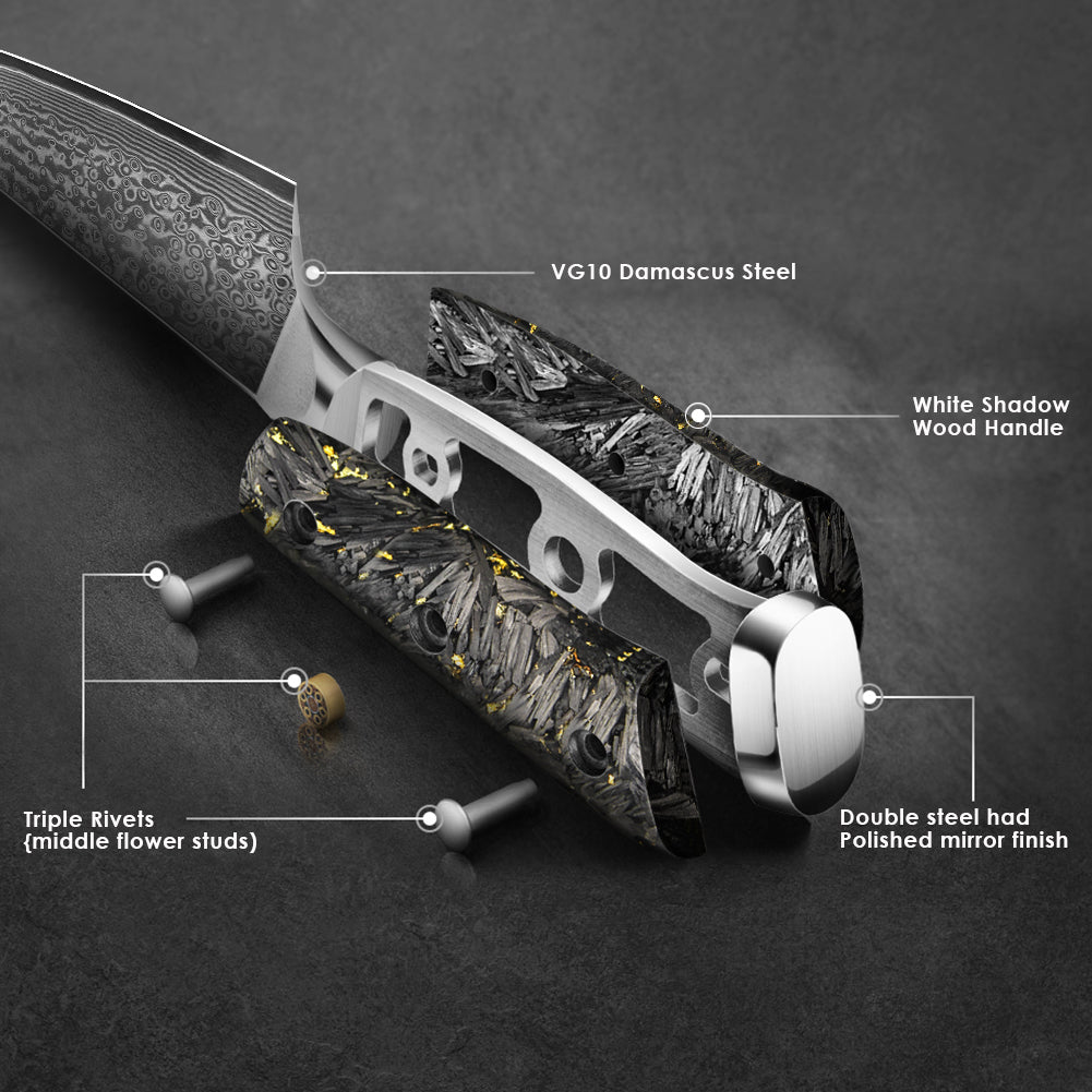 黑碳金系列-廚師刀+麵包刀+三德刀+萬用刀+剔骨刀